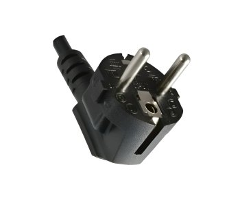 Netzkabel CEE 7/7 90° auf C19, 1mm², VDE, schwarz, Länge 1,80m